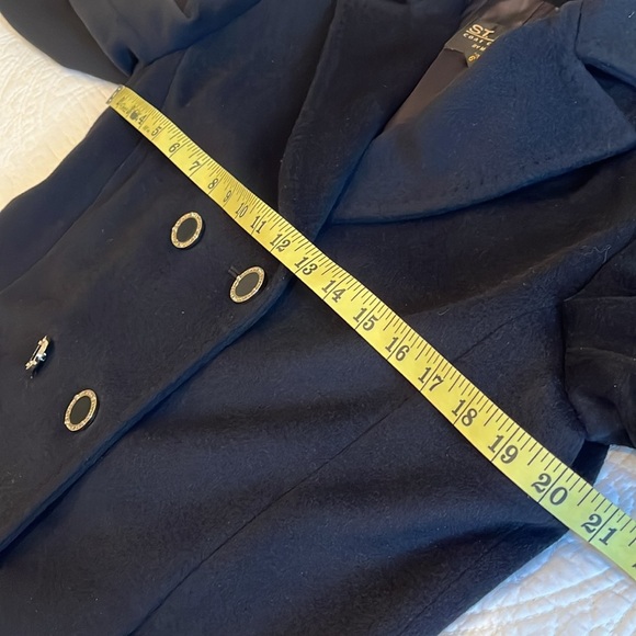 St. John Wool Cashmere Coat Women’s 6 
Black Logo Buttons Italy Classic Luxury - Picture 13 of 17